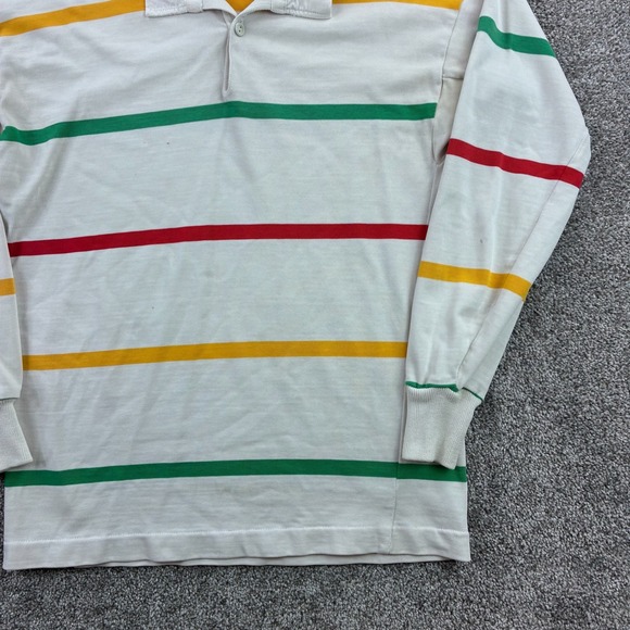 Vintage Canterbury New Zealand Rugby Shirt Mens L White Striped Long Sleeve Polo - Picture 3 of 5